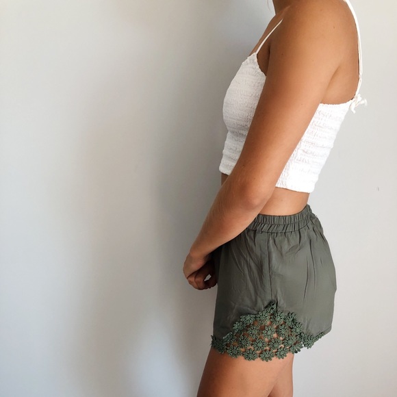 LF Olive Green Flowy Shorts